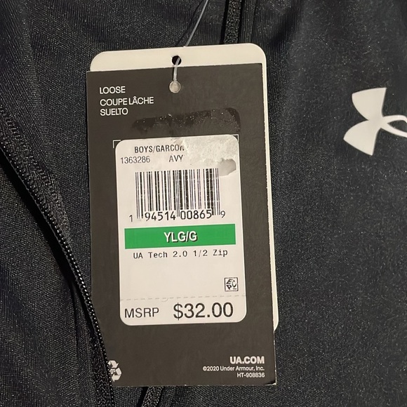 Boys Under Armour half zip black pullover size youth large - Picture 7 of 7